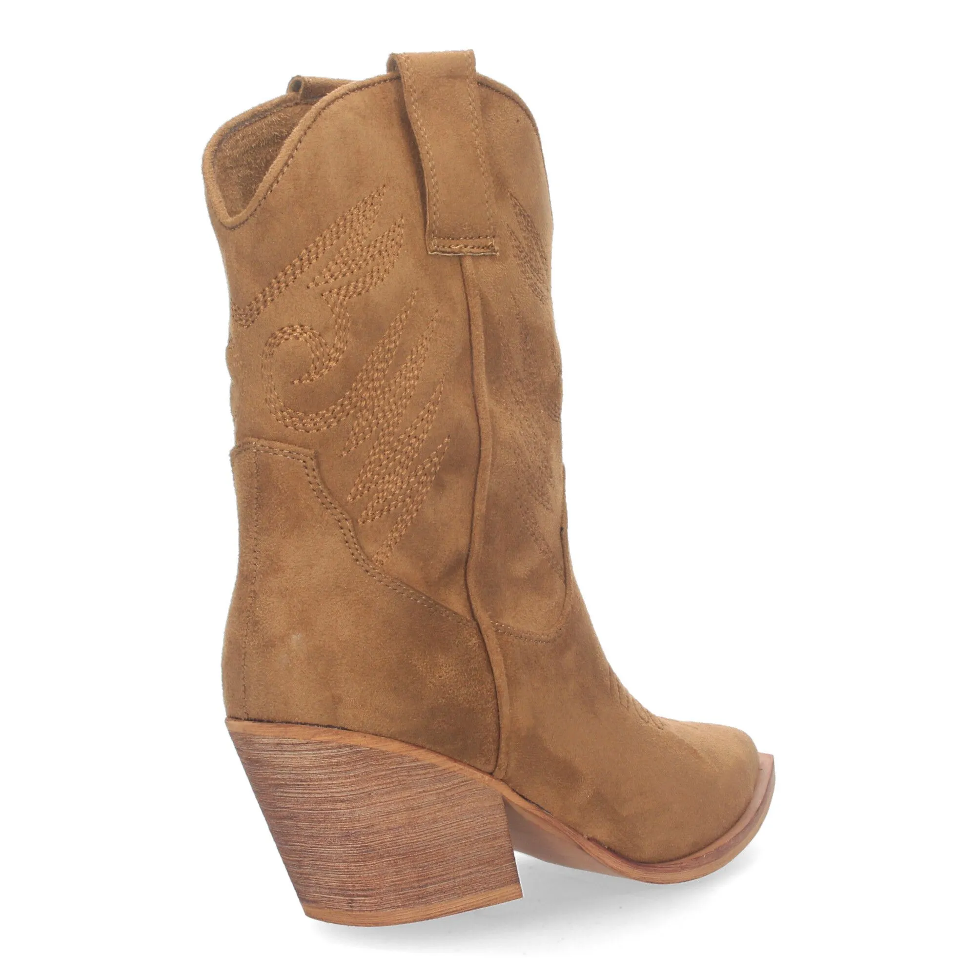 Botines de tacón campero estilo cowboy mujer color camel