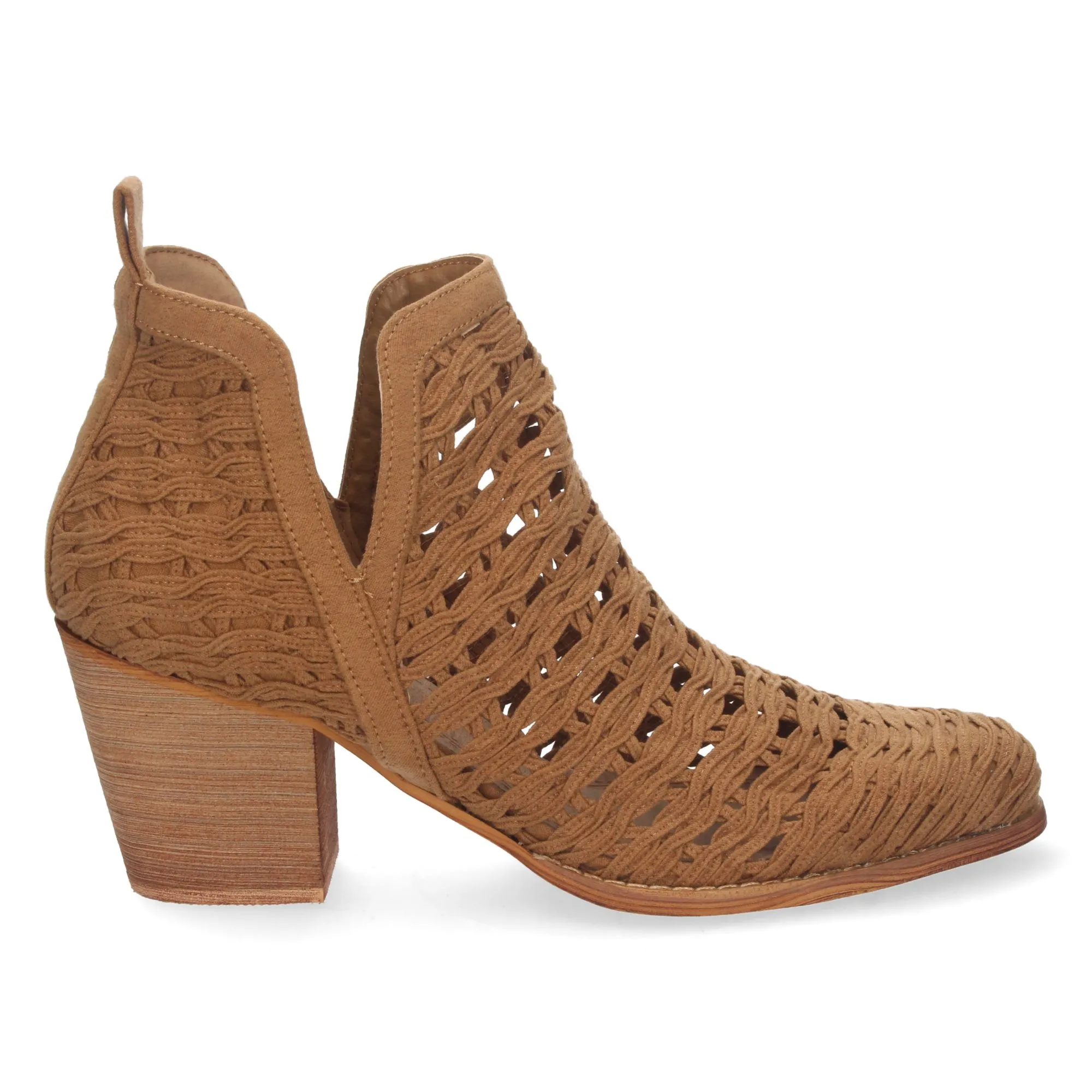 BOTINES ESTILO CALADO MUJER COLOR CAMEL YZ2171
