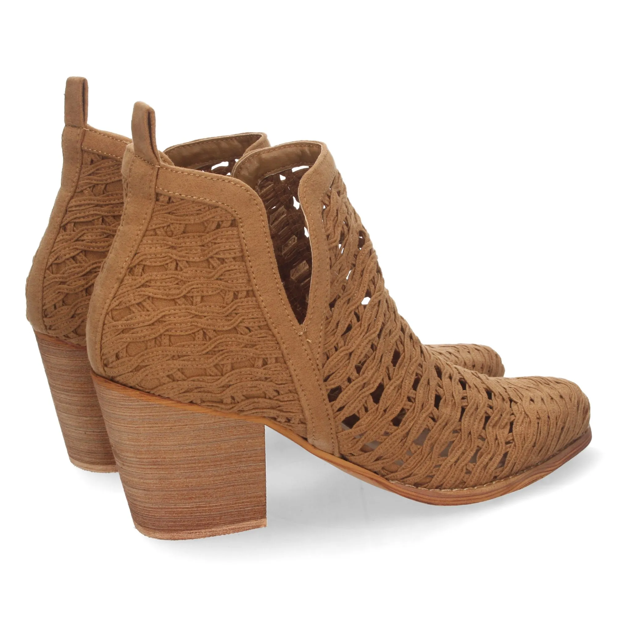 BOTINES ESTILO CALADO MUJER COLOR CAMEL YZ2171