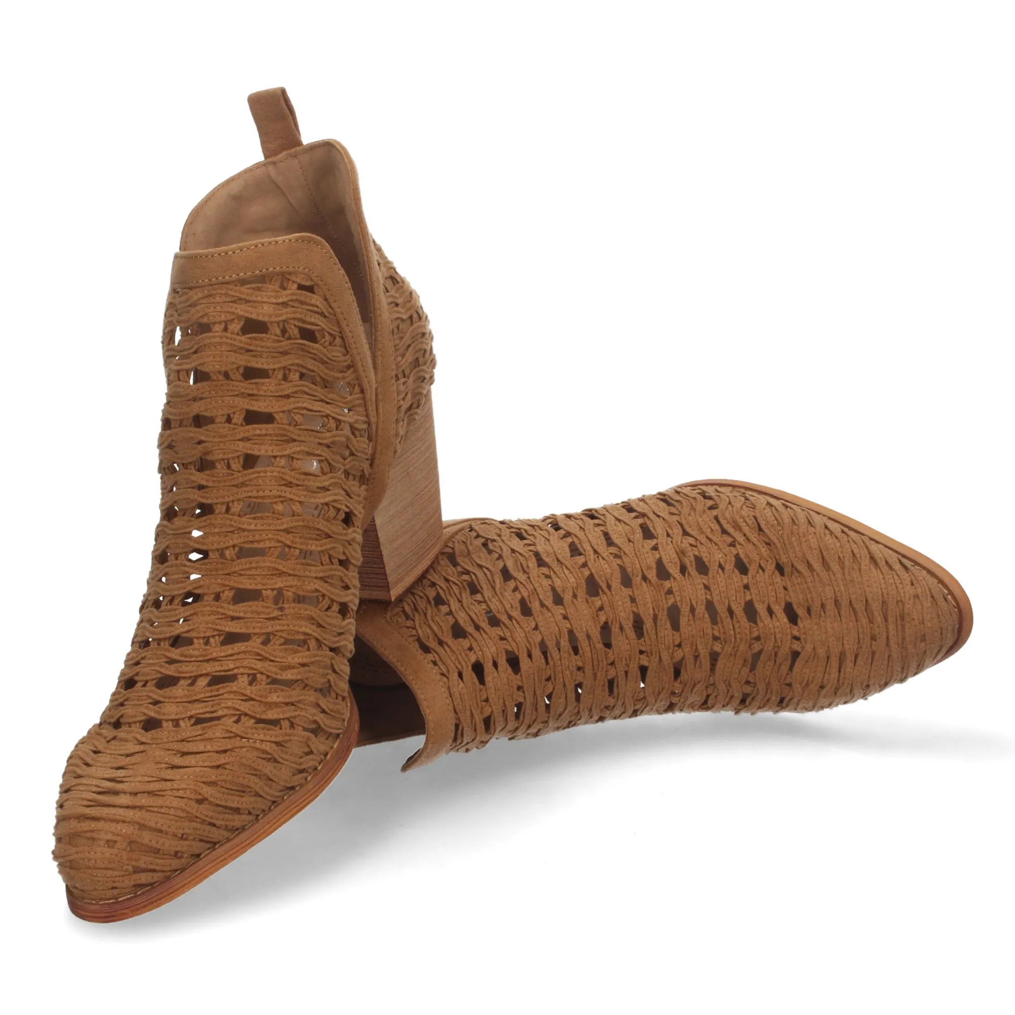 BOTINES ESTILO CALADO MUJER COLOR CAMEL YZ2171