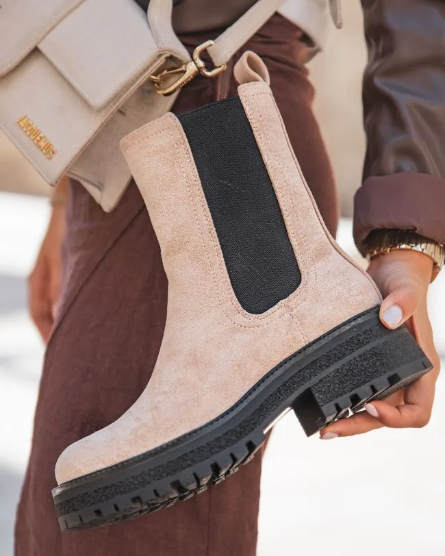 BOTINES MUJER COLOR BEIGE ESTILO CHELSEA  ROMANE