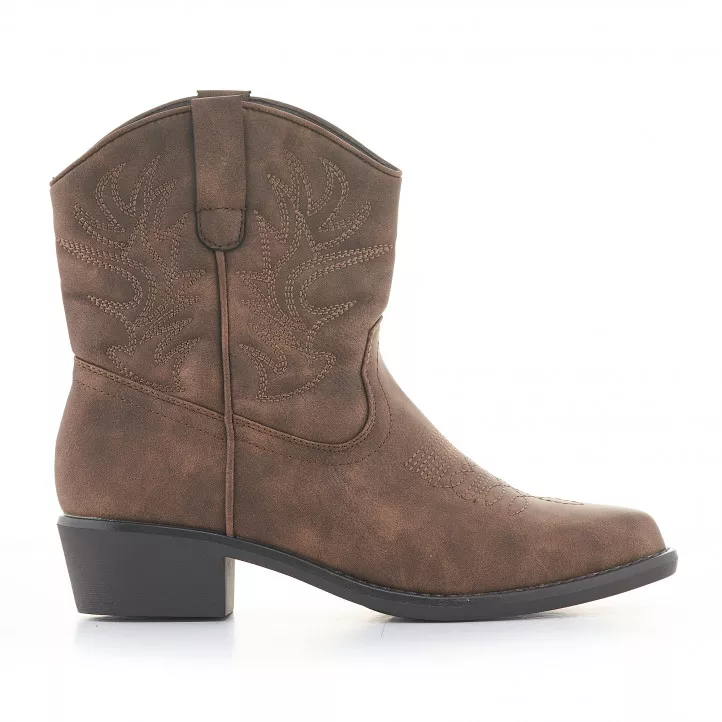 Botines tacón Owel marrones estilo cowboy de caña baja