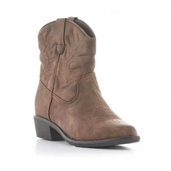 Botines tacón Owel marrones estilo cowboy de caña baja