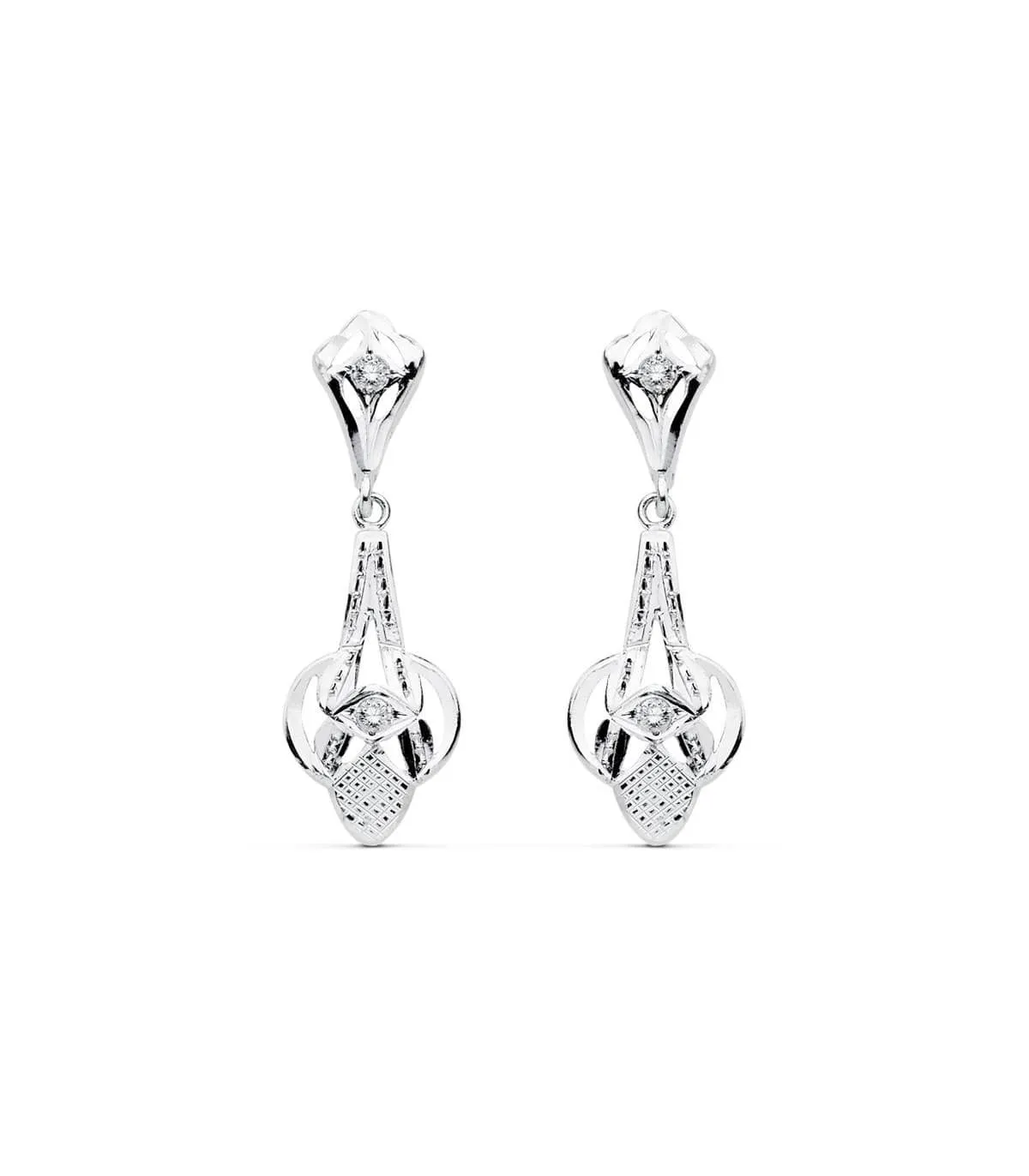 Boucles d'oreilles Azahar Or blanc 18k Diamantées
