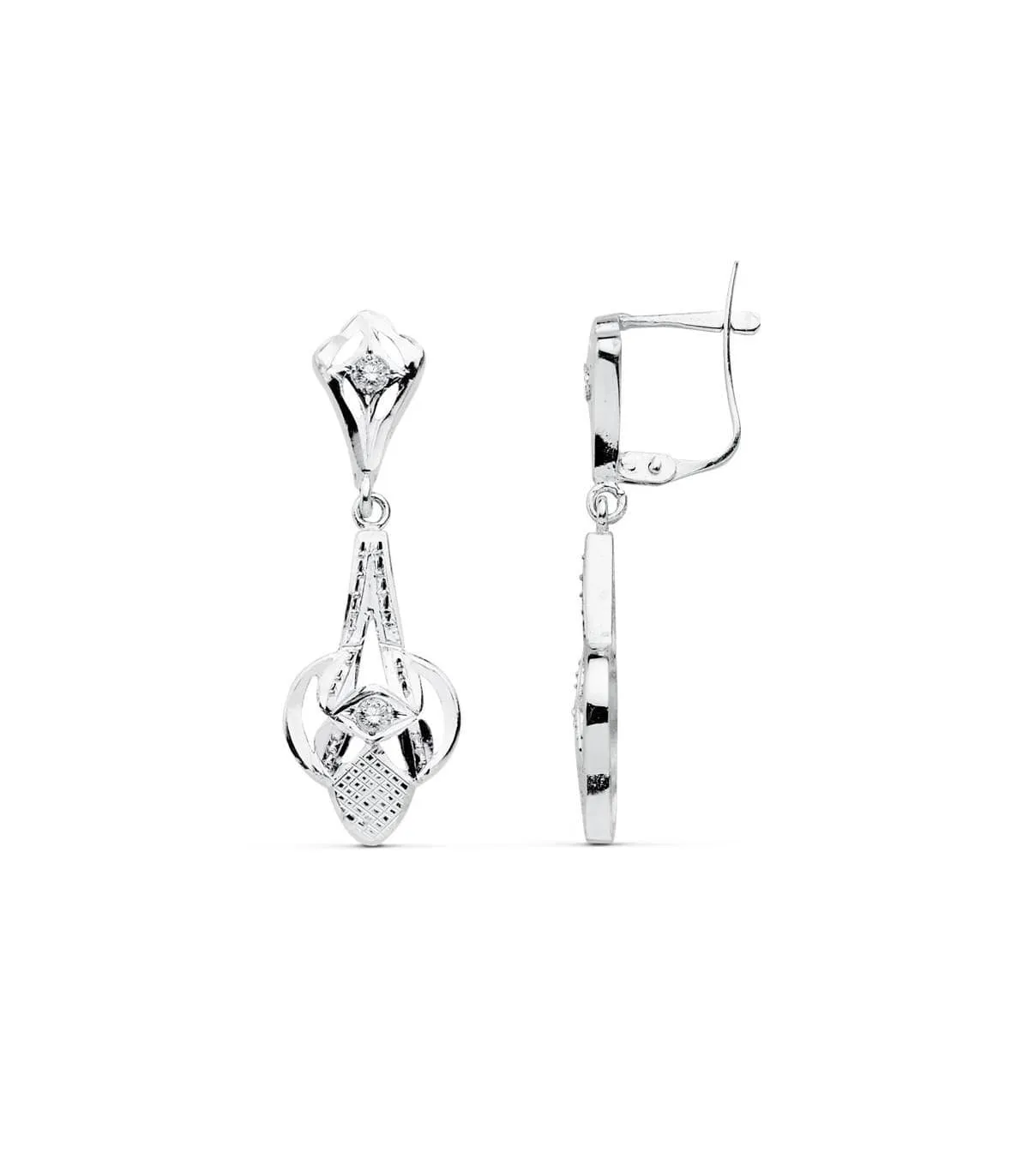 Boucles d'oreilles Azahar Or blanc 18k Diamantées