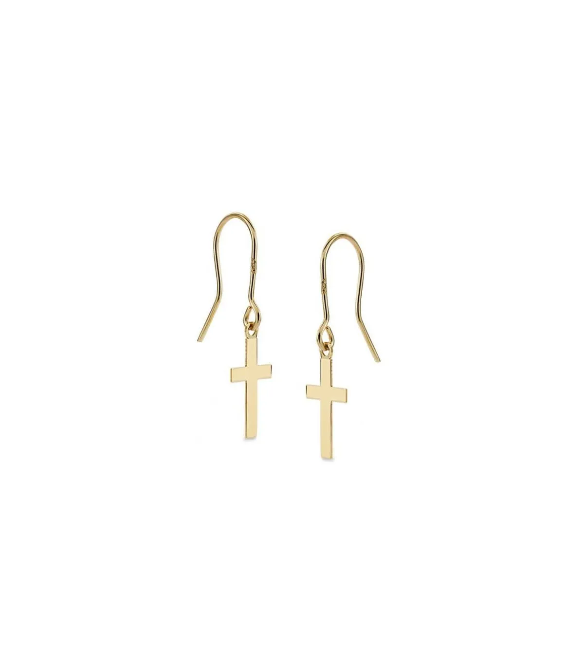 Boucles d'oreilles or jaune Croix 18 Carats