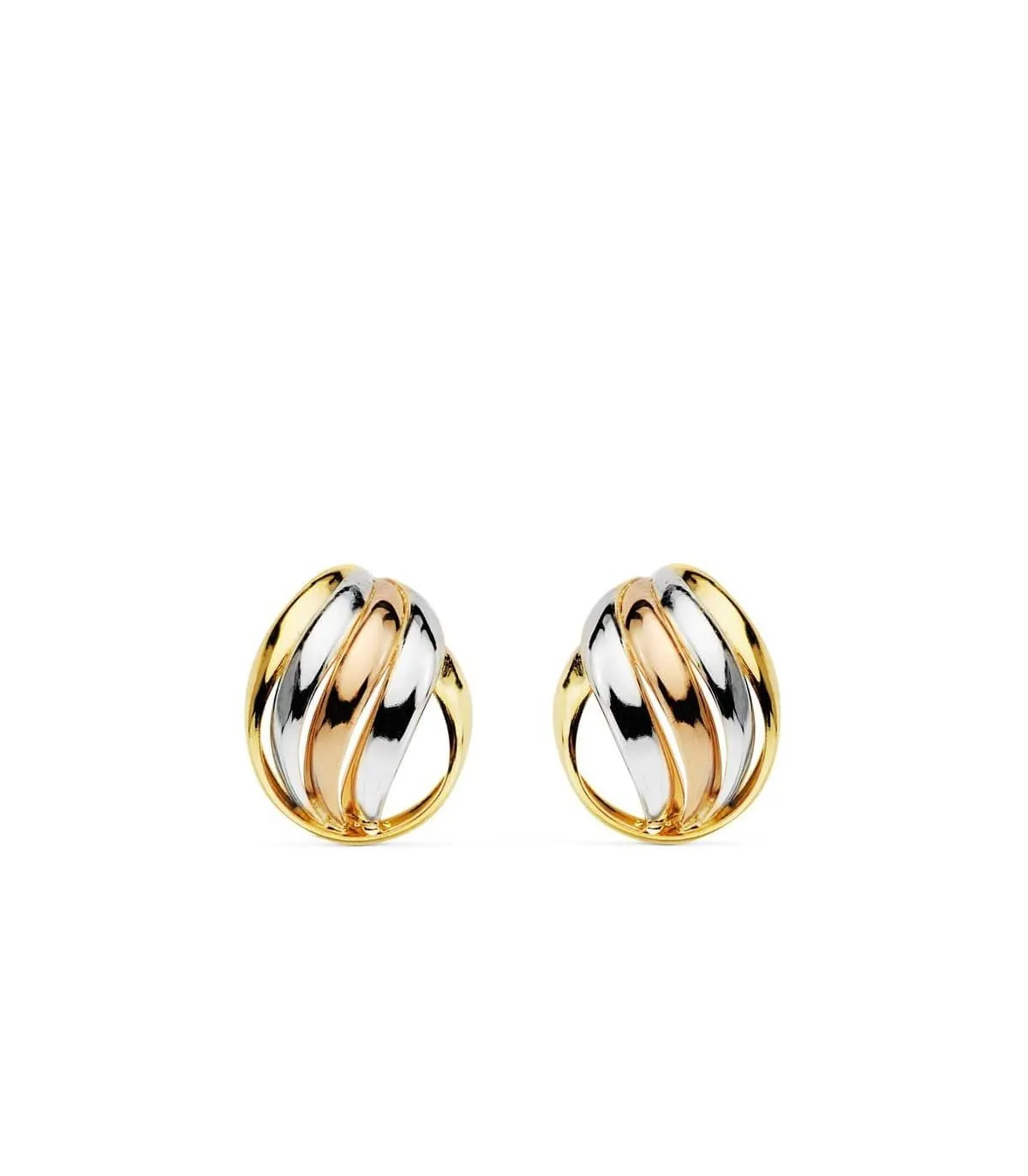 Boucles d'oreilles or tricolore Naunet 18 Carats