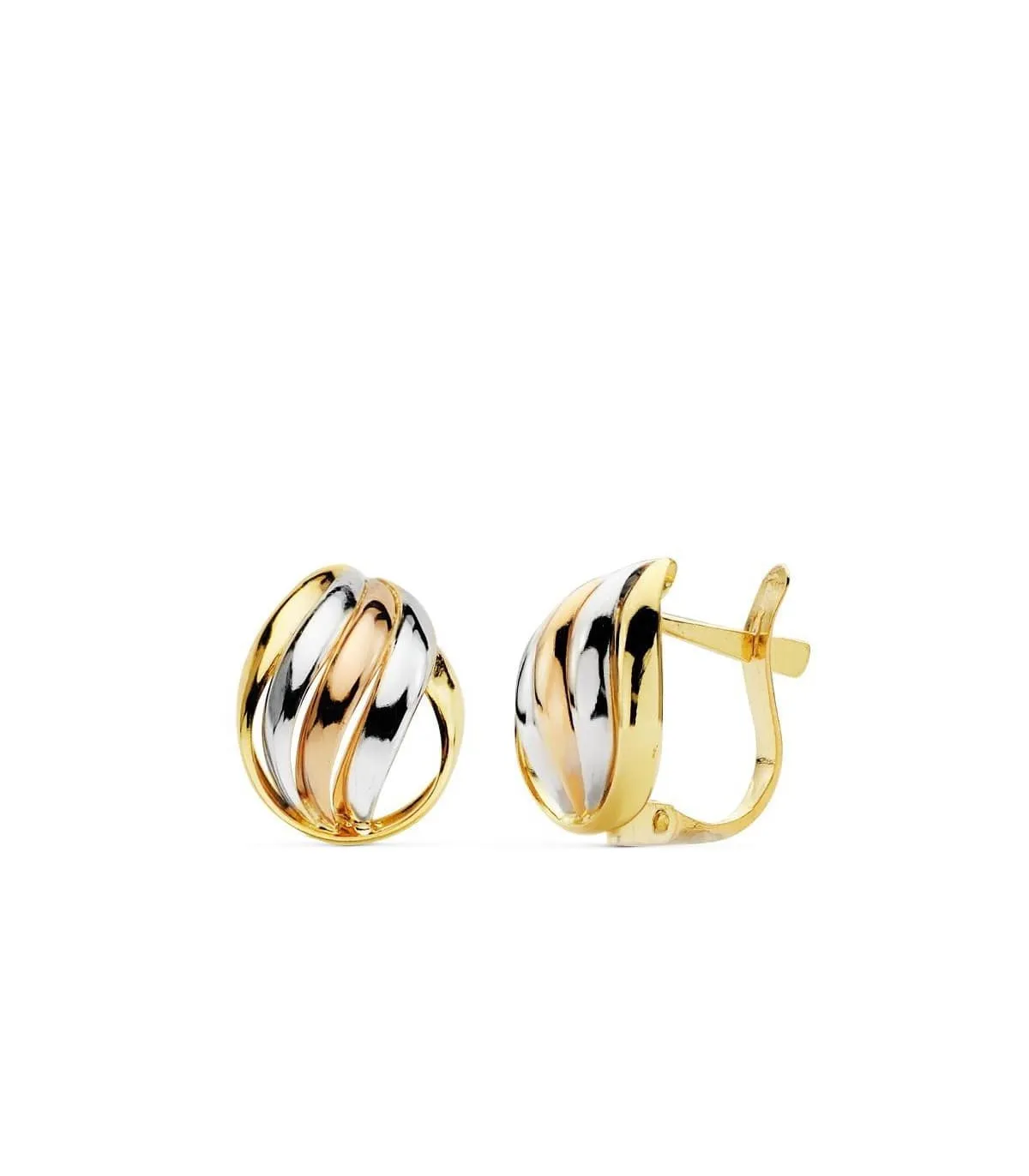 Boucles d'oreilles or tricolore Naunet 18 Carats