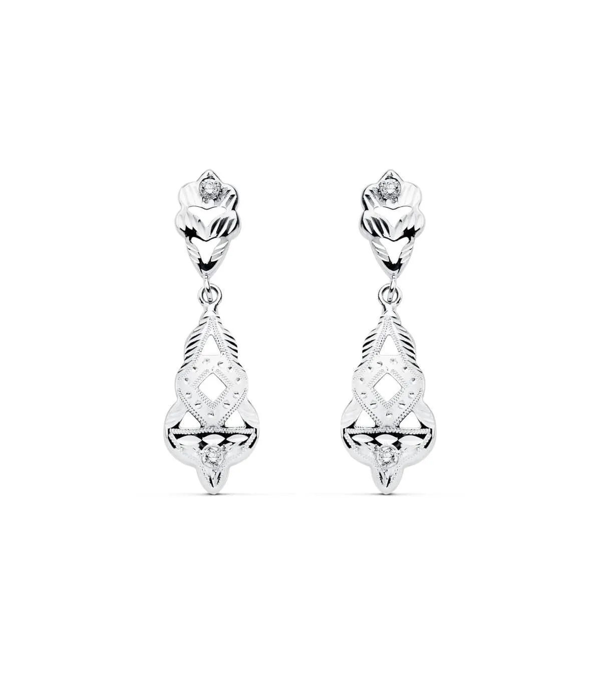 Boucles d'oreilles Scherezade Or blanc 18k Diamantées