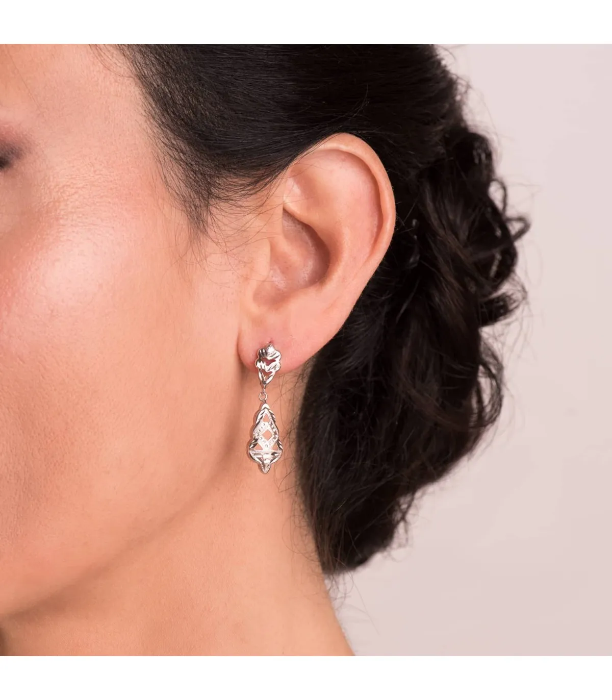 Boucles d'oreilles Scherezade Or blanc 18k Diamantées