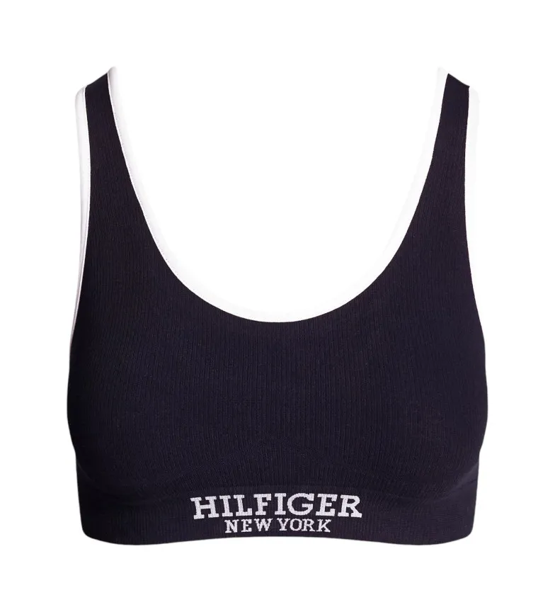 Bralette sin relleno con monotipo Hilfiger marino