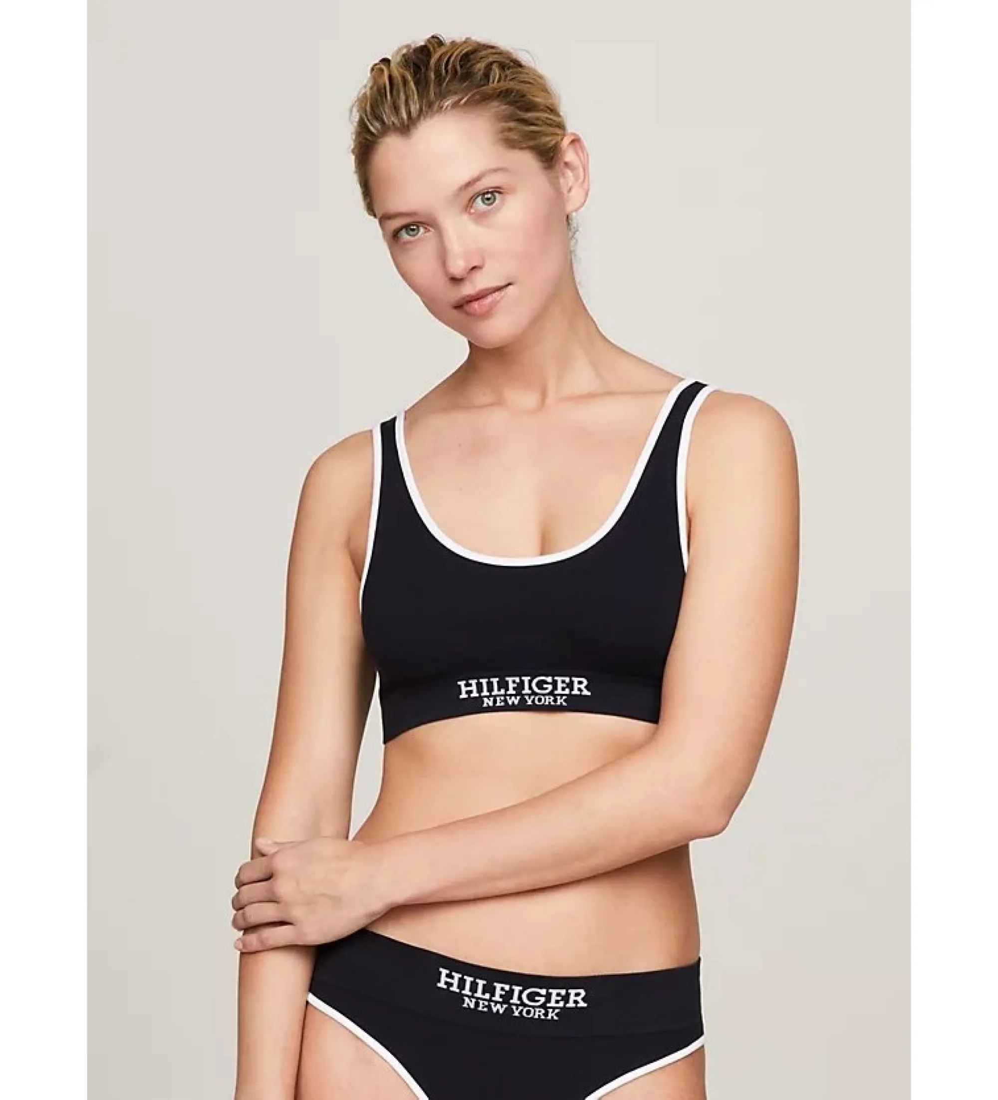 Bralette sin relleno con monotipo Hilfiger marino