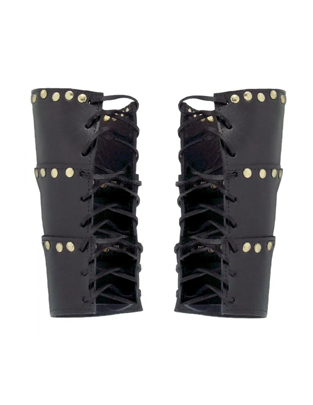 Brazaletes cuero con remaches modelo Arn, negro