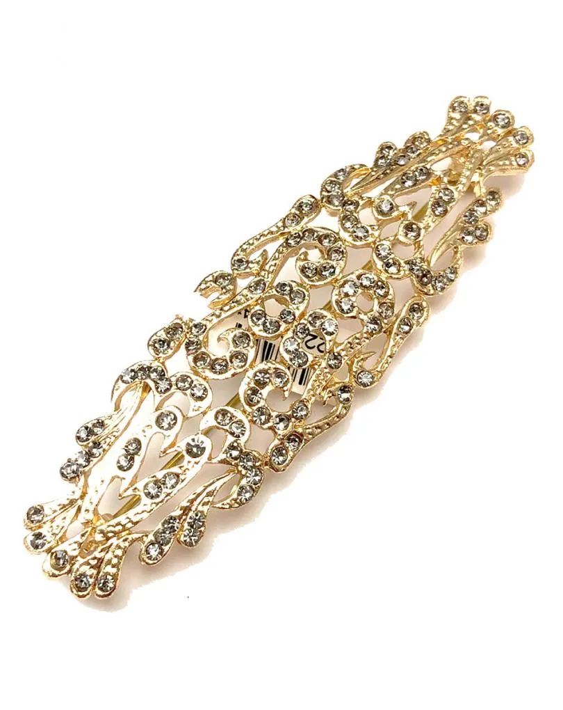 BROCHES DORADOS PARA MANTILLAS Y COLAS DE VESTIDO CON CRISTAL  GRIS