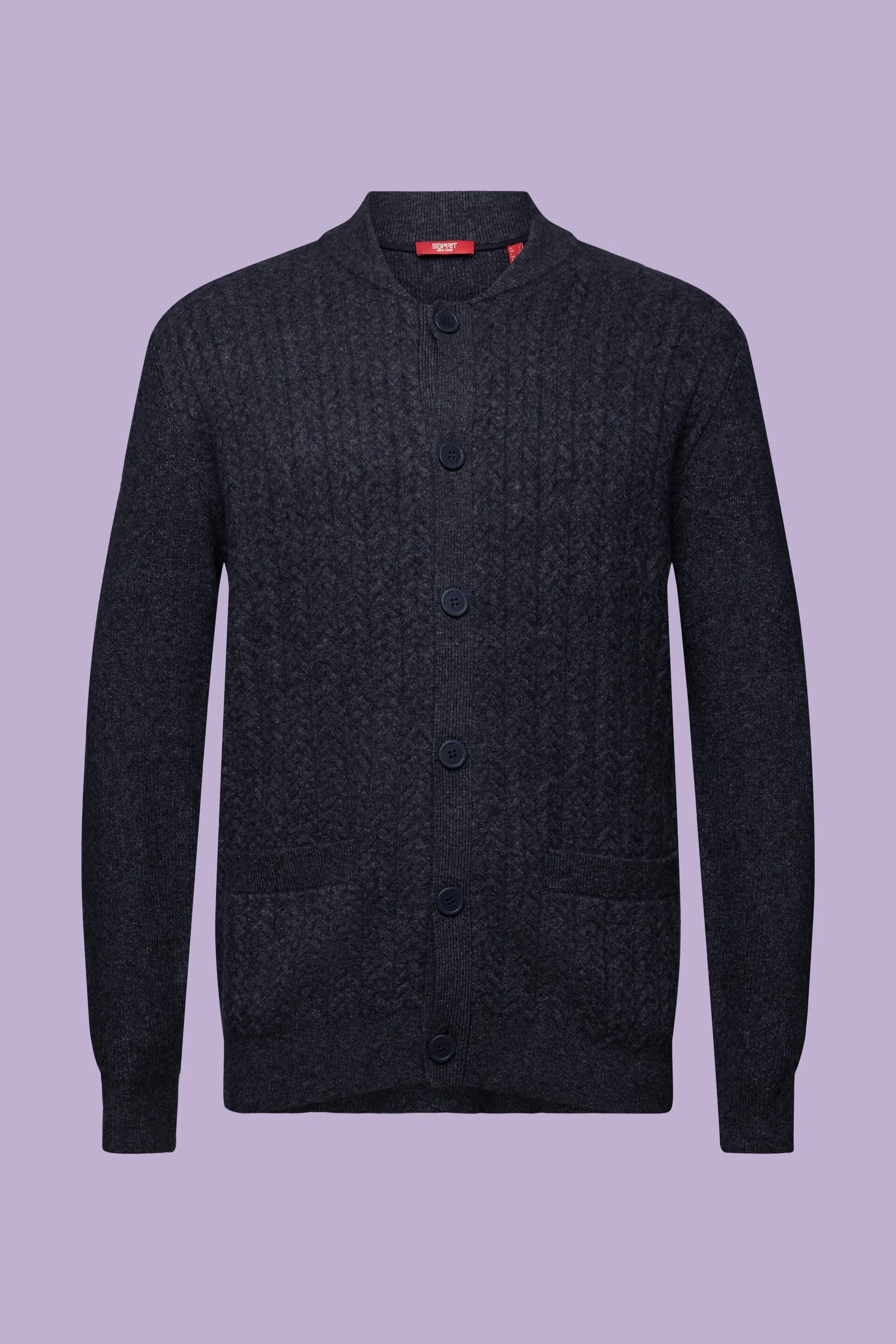 Cárdigan estilo bomber en punto trenzado