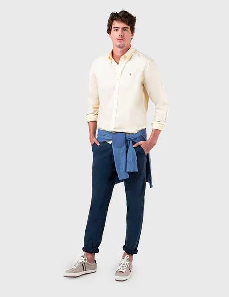 Camisa El Ganso Garment Dyed Amarillo para hombre