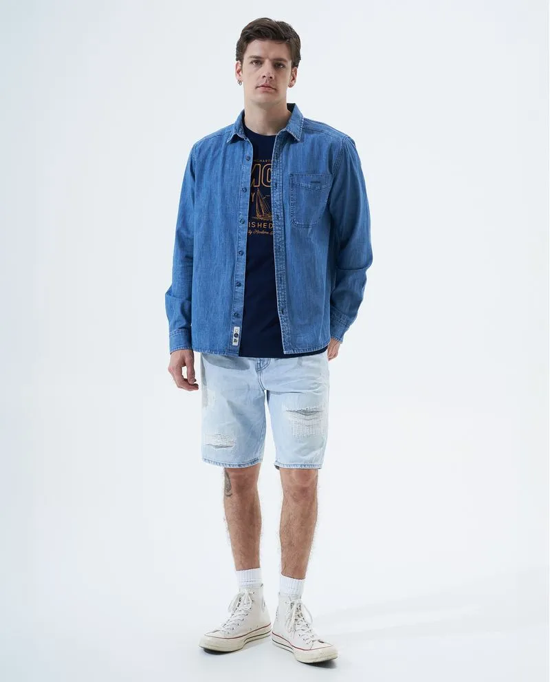 Camisa en denim tono medio para hombre