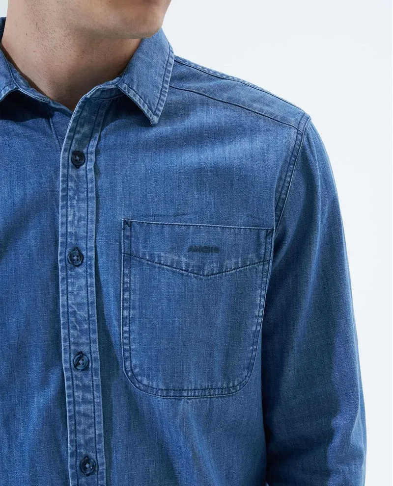 Camisa en denim tono medio para hombre
