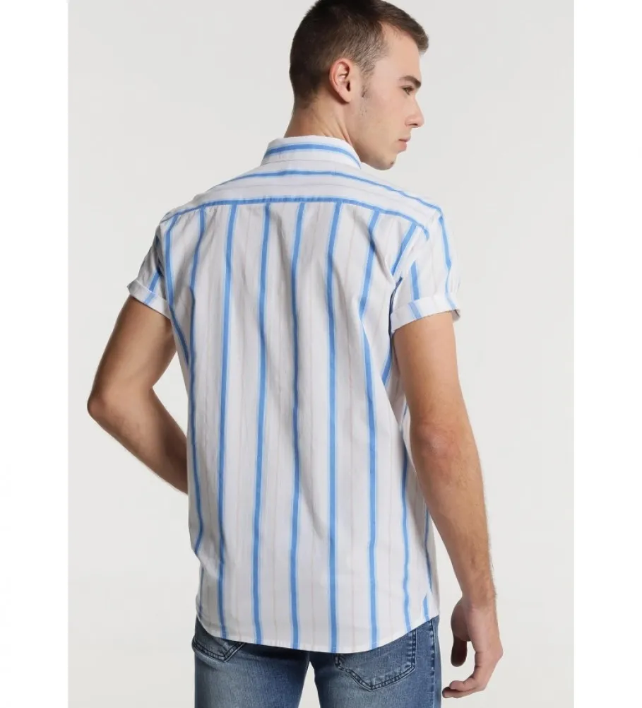 Camisa Rayas con Bolsillo azul