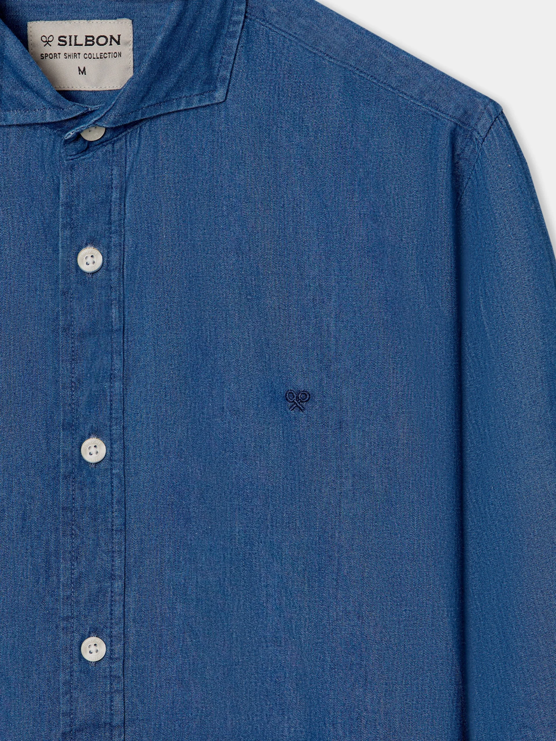 Camisa sport denim azul medio