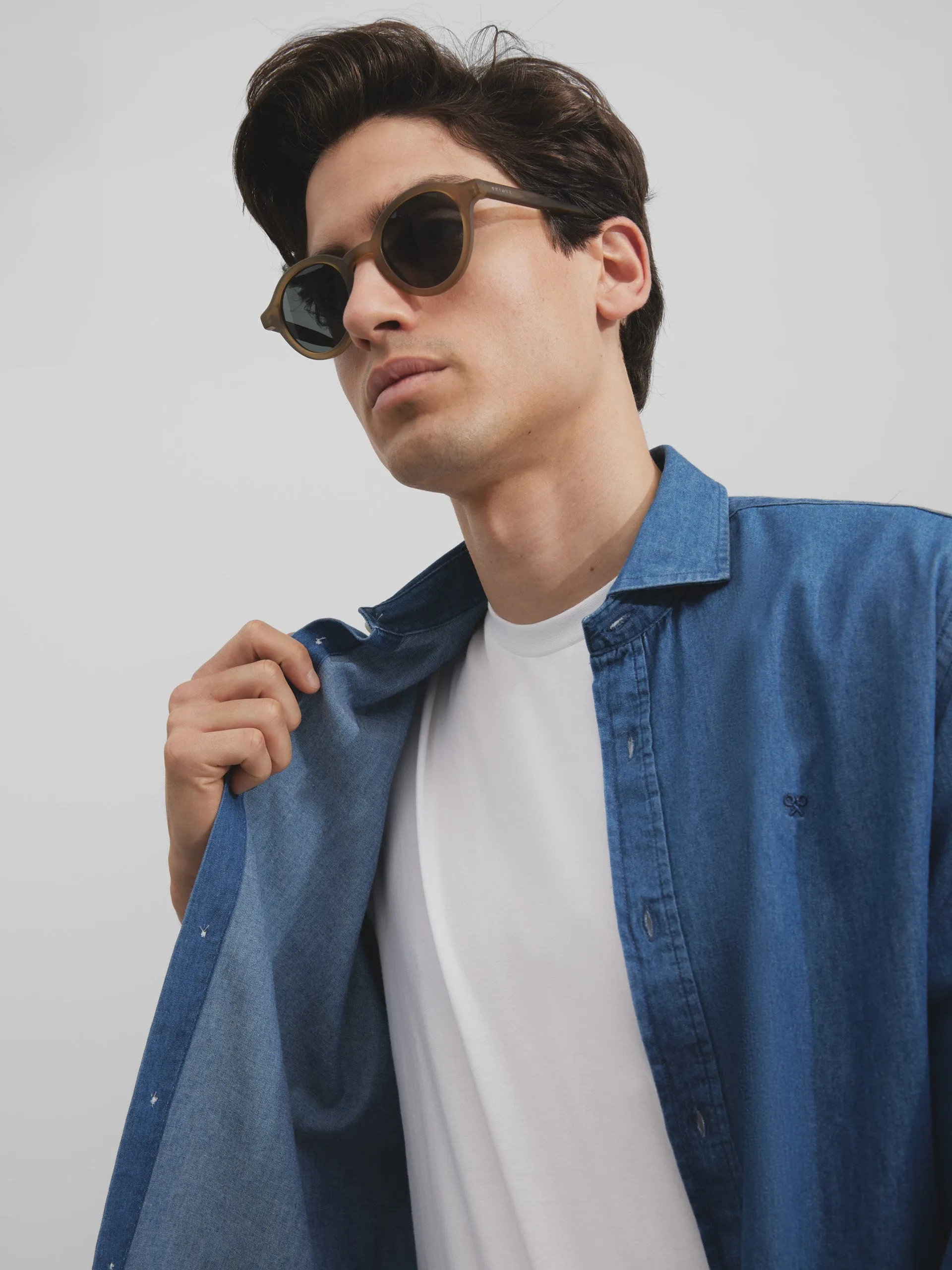 Camisa sport denim azul medio
