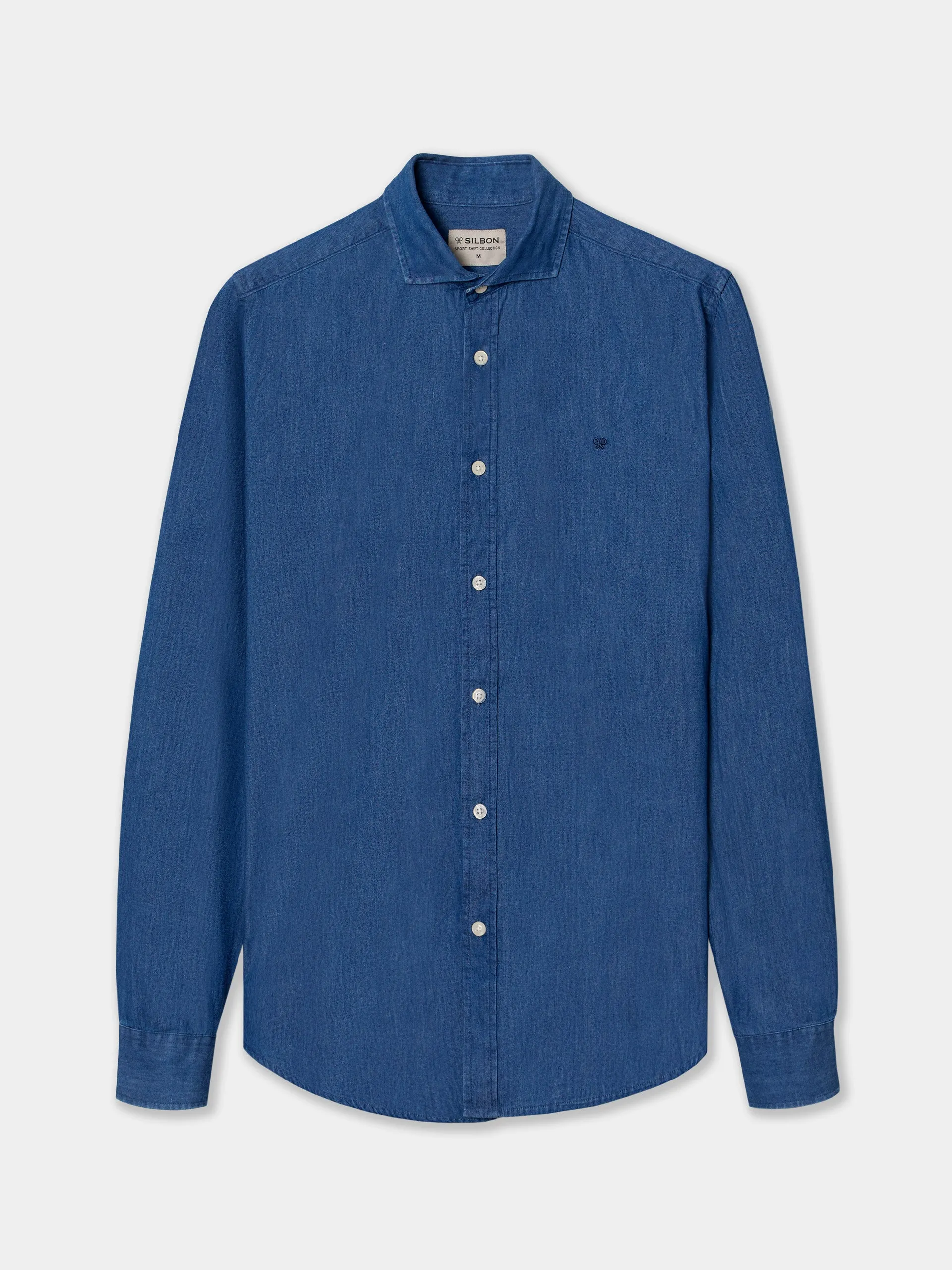 Camisa sport denim azul medio