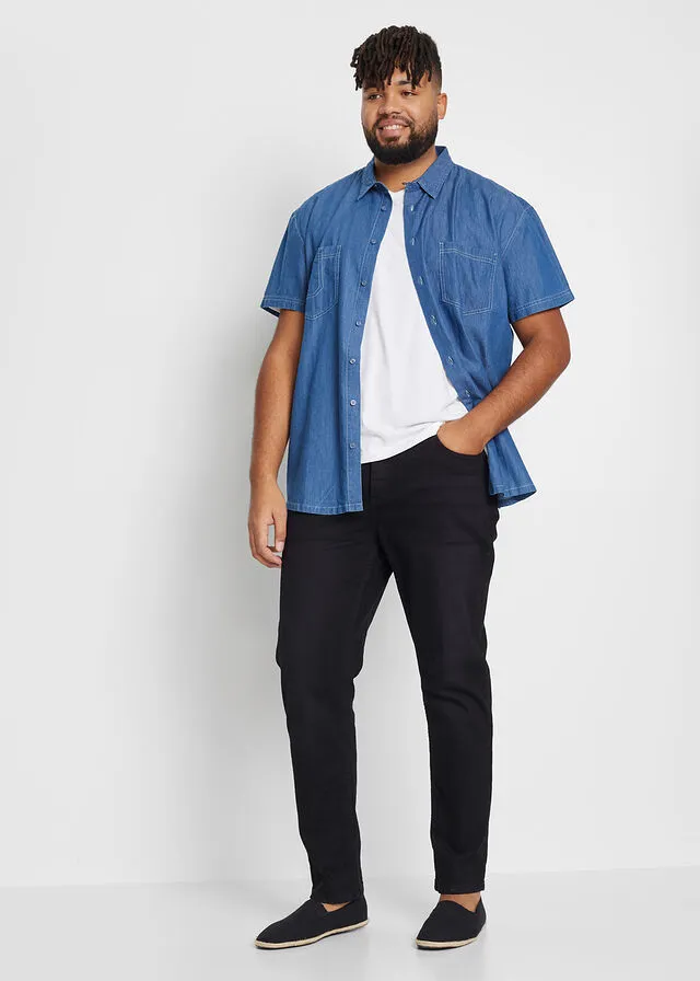 Camisa vaquera de manga corta con corte holgado Denim