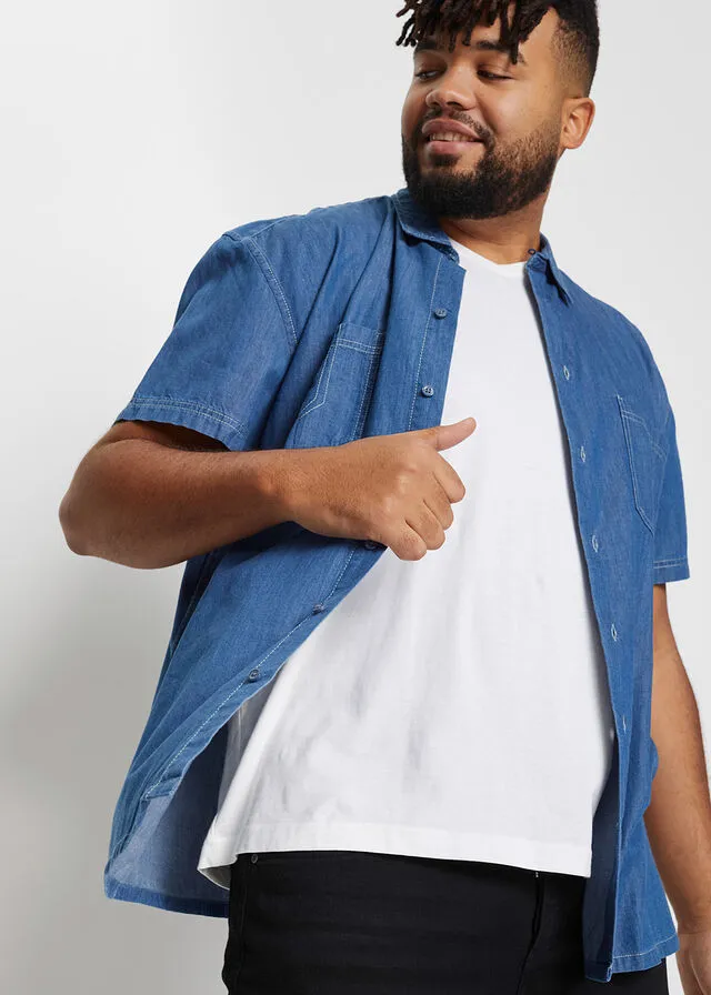 Camisa vaquera de manga corta con corte holgado Denim