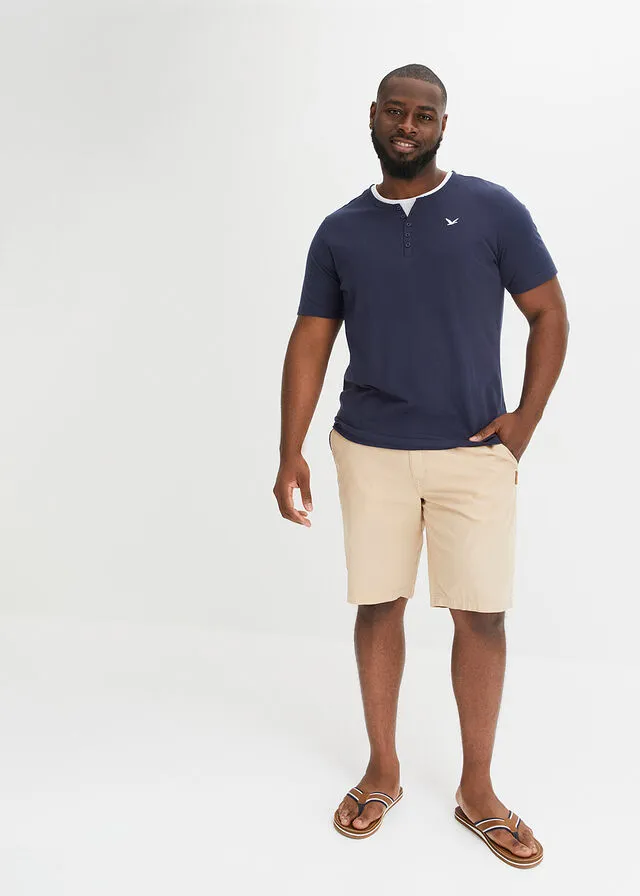 CAMISETA CON CUELLO HENLEY NEGROBLANCO