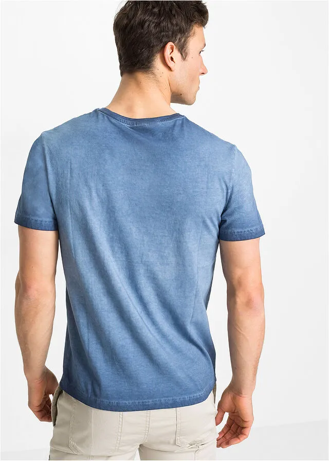 Camiseta con efecto desgastado índigo