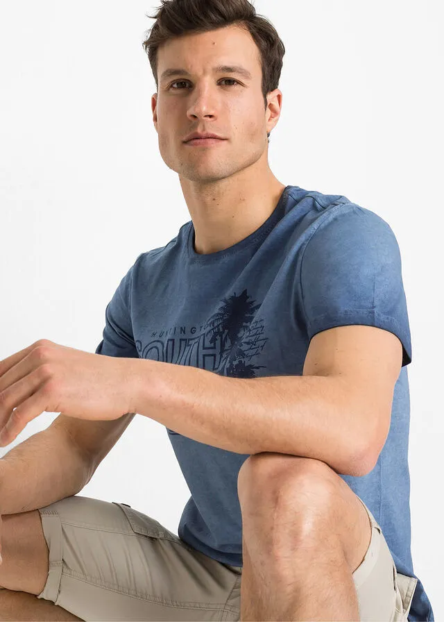 Camiseta con efecto desgastado índigo