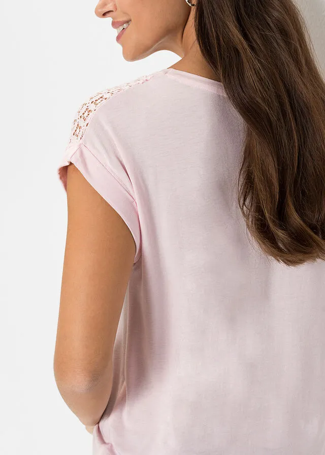 Camiseta con encaje Rosa claro