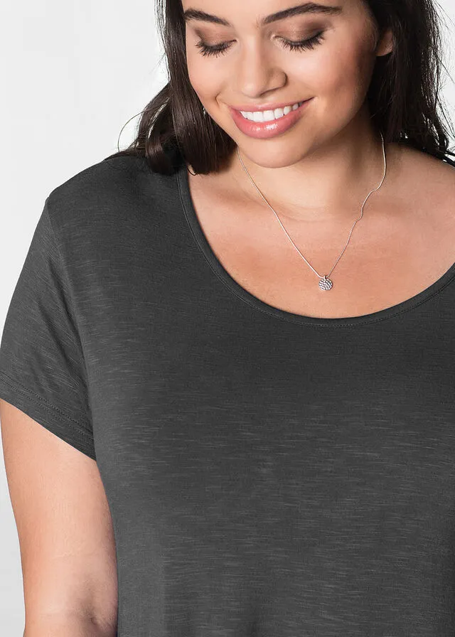 Camiseta con largo asimétrico Gris oscuro