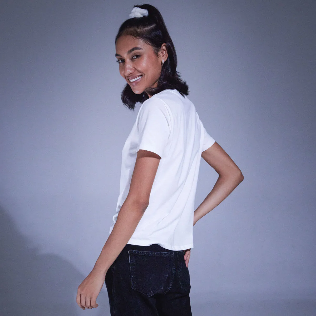 Camiseta Estampada Cuello Redondo Para Mujer