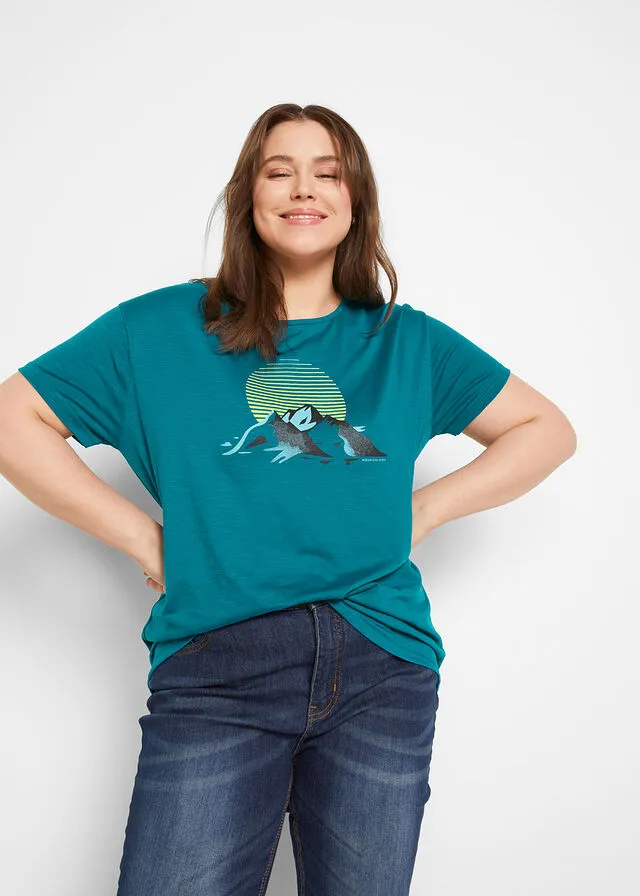 Camiseta funcional, secado rápido, 2 unidades turquesa profundo+negro