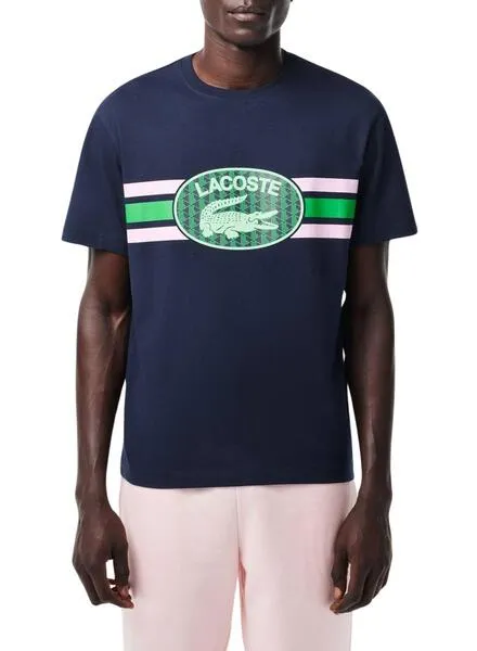 Camiseta Lacoste Monograma Marino Para Hombre