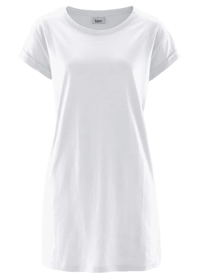 Camiseta larga estilo boxy de manga corta Blanco
