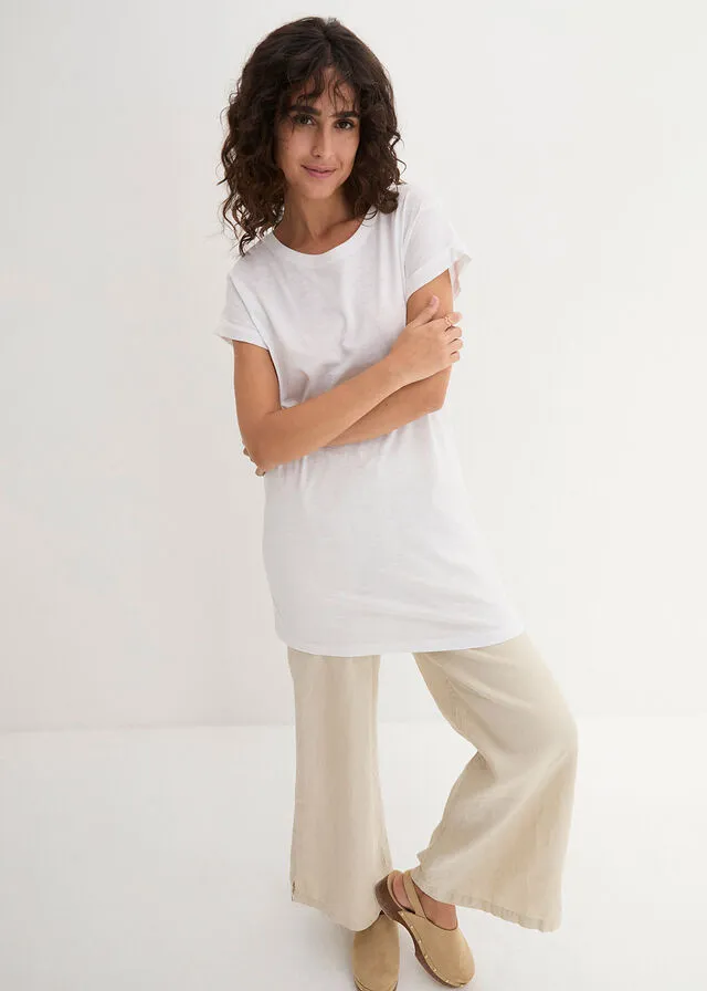 Camiseta larga estilo boxy de manga corta Blanco