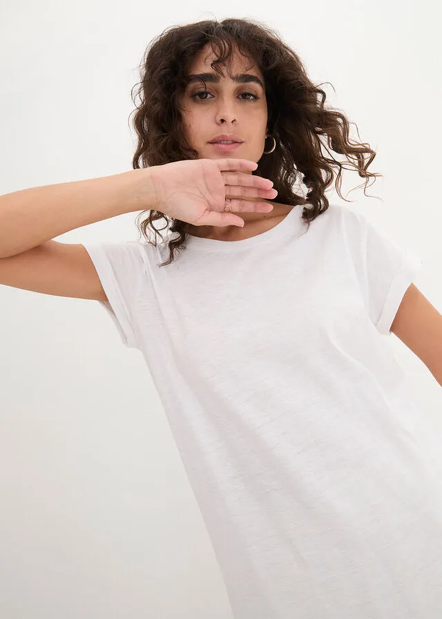 Camiseta larga estilo boxy de manga corta Blanco