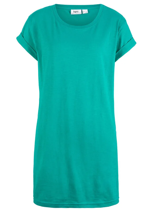 Camiseta larga estilo boxy de manga corta Esmeralda