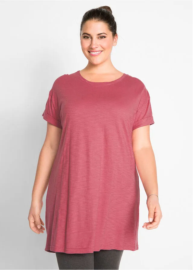 Camiseta larga estilo boxy de manga corta Esmeralda