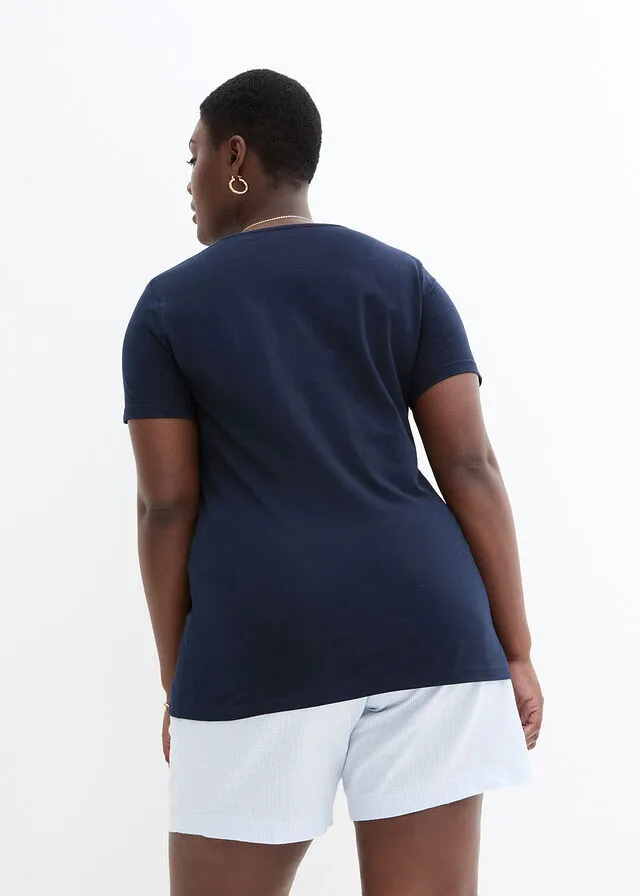 Camiseta premamá con función para lactancia, paquete doble Azul marino + mentol