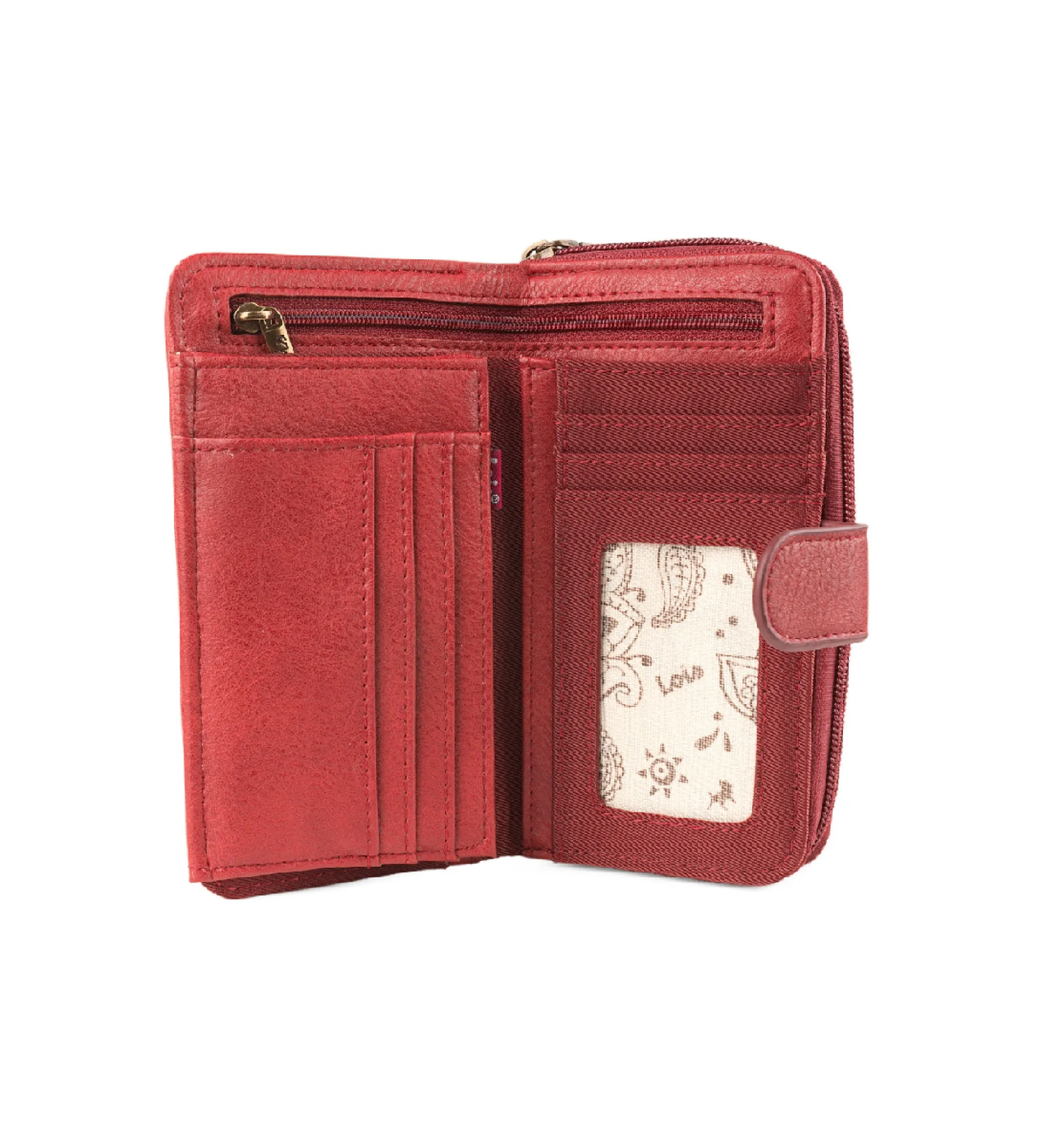 Cartera estampada con Bordados  304416 granate