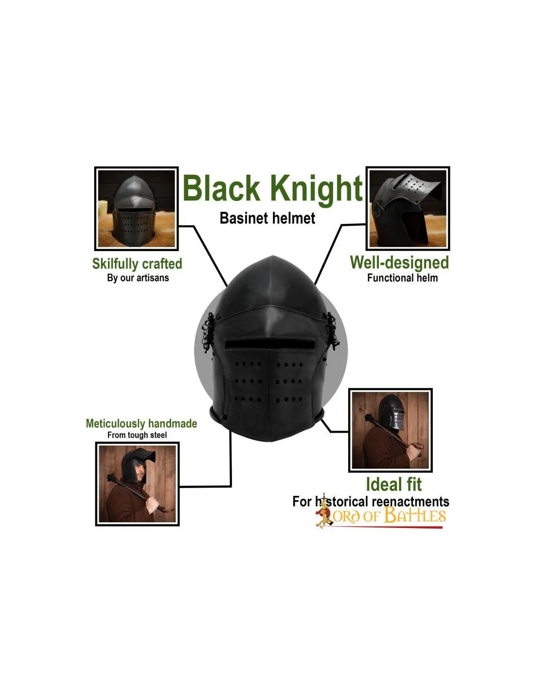 Casco de caballero negro con visera desmontable y forro de cuero