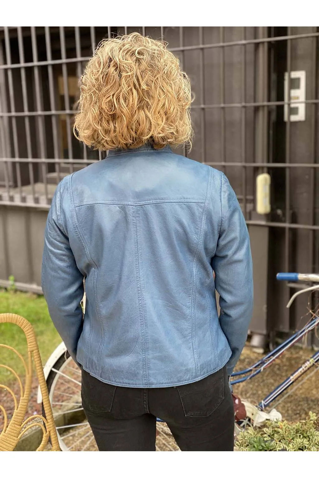 Cazadora de Cuero Mujer Medinapiel Solly Azul