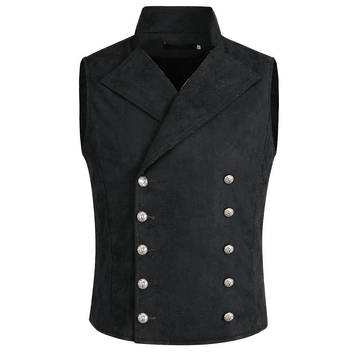 Chaleco de traje de doble pecho para hombre Retro Solid Color Stand Collar Vest