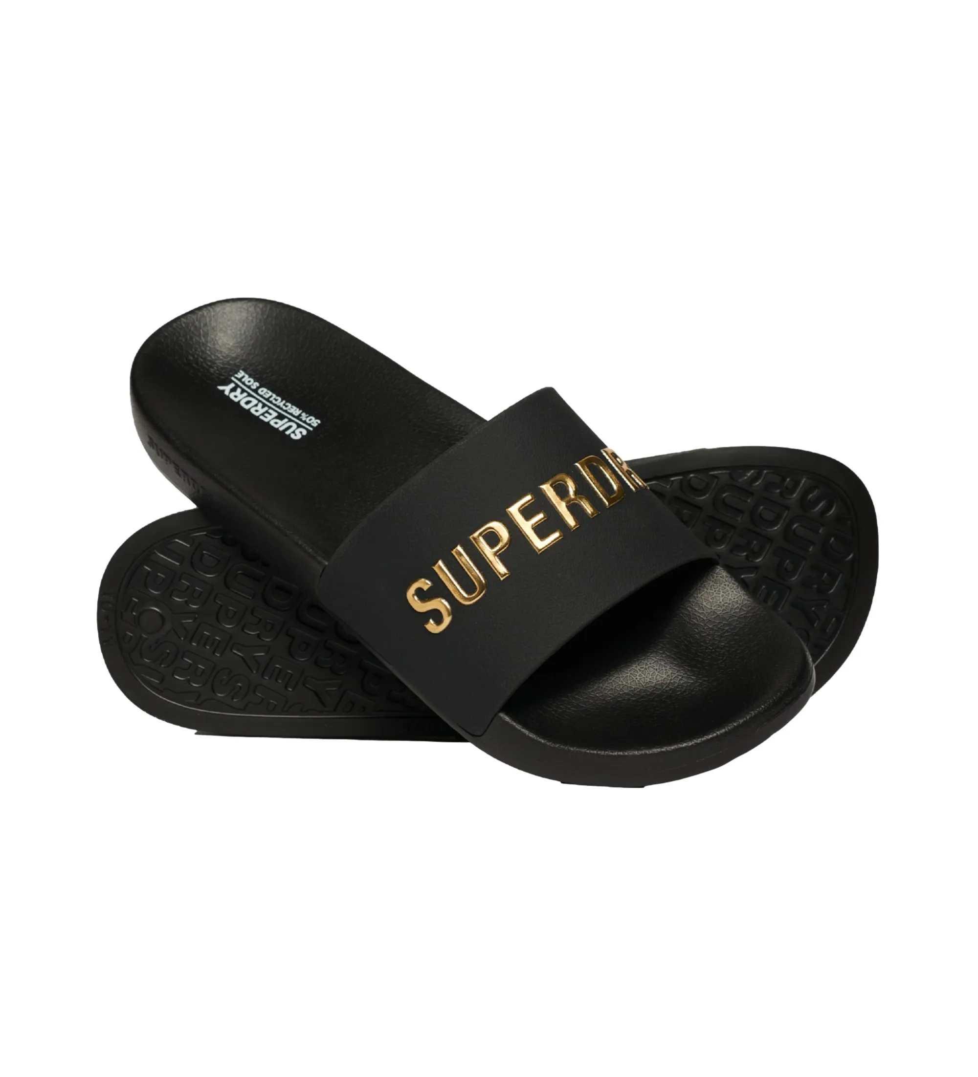 Chanclas veganas con logo negro