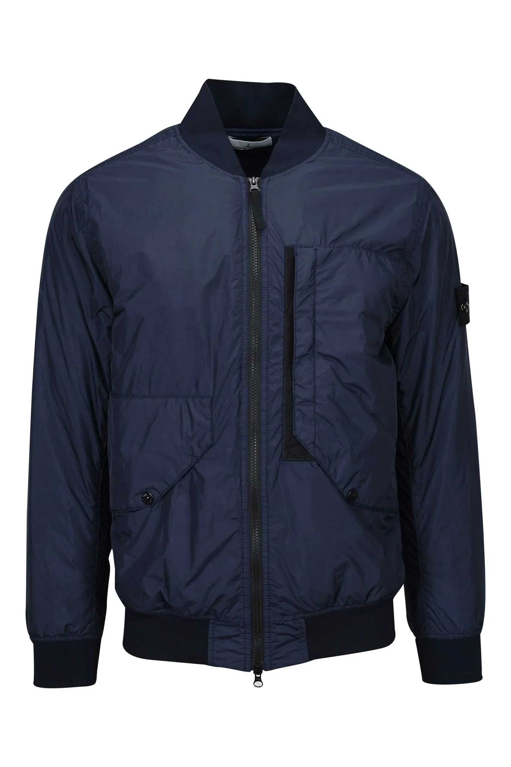 Chaqueta azul con logo parche lateral