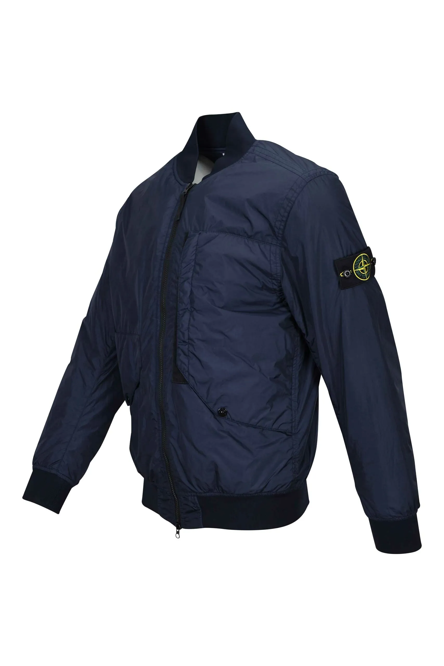 Chaqueta azul con logo parche lateral