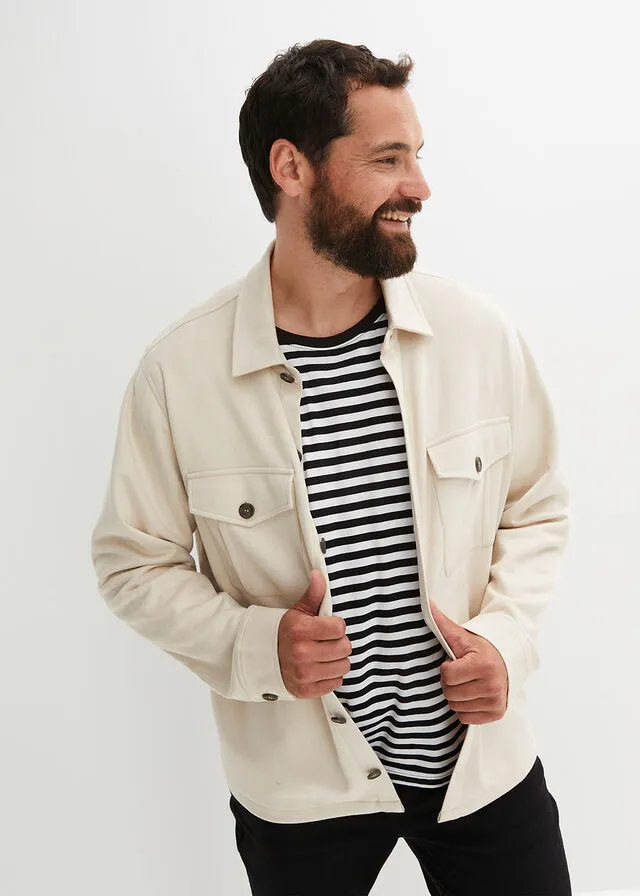 Chaqueta con aspecto de terciopelo Beige